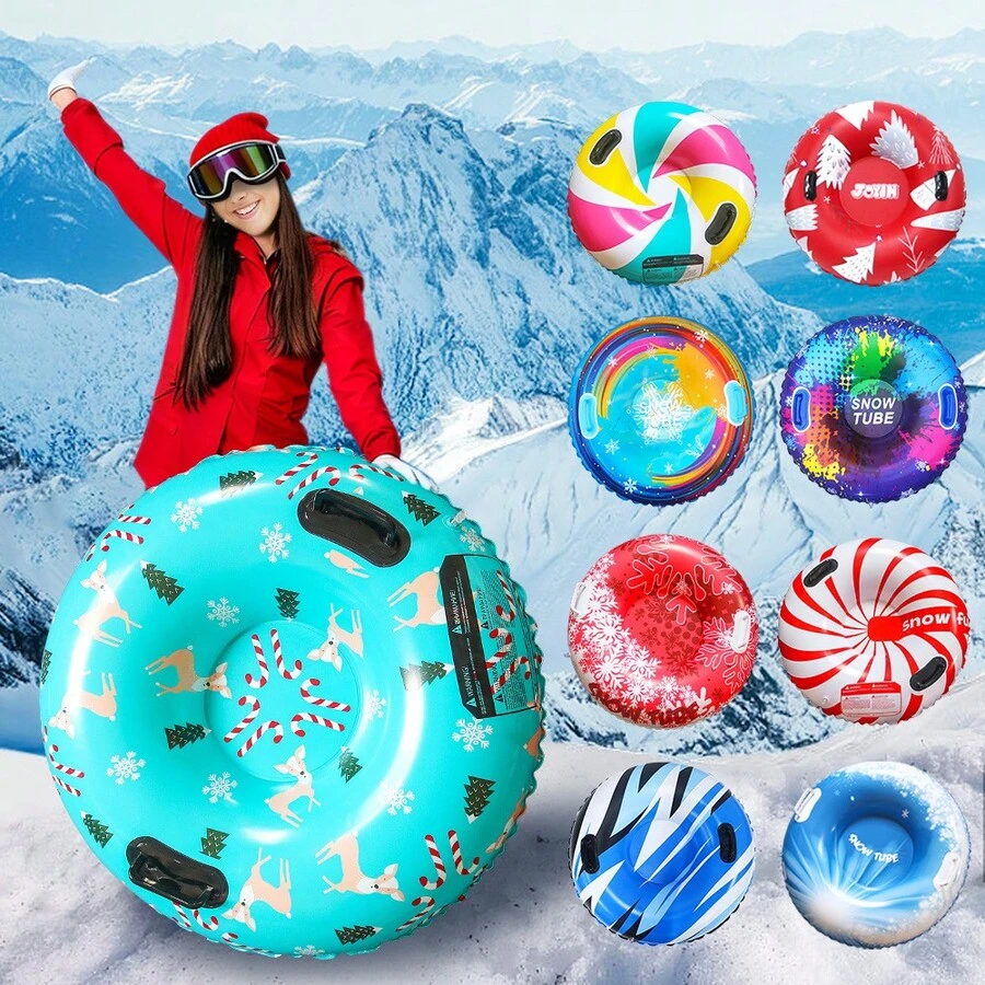 1pc Inflatable Snow Tube - Heavy Duty PVC Foldable Winter Water Slide, Blue/Black/Green/Pink/White, Air-Filled Design - Snow Sliding, Ski Resort Fun, Christmas And New Year Gift - Multicolor - View 1