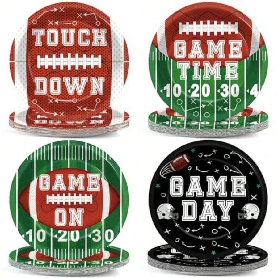D60 Pcs Football Party Decorations 2025 Football Plates And Napkins Touch Down Birthday Paper Tableware Set Sport Themed Party Plies For Game Day Party Favors Dinner Plates Dert Plates - Colorful - View 1
