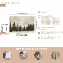 1pc Winter Wonderland Vintage Canvas Wall Art - Vibrant Leaf Pattern Retro & Art Deco Print, Framed/Unframed Horizontal Home Decor For Living Room, Office & Hotel Gifts - Multicolor - View 15