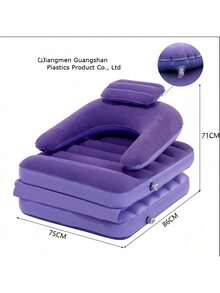 1 pezzo Divano gonfiabile da esterno, divano letto pieghevole e comodo, poltrona reclinabile portatile per tempo libero domestico, campeggio all'aperto, pisolino in ufficio, letto per ospiti temporanei, design creativo, pieghevole compatto - Viola - Visualizzare 4