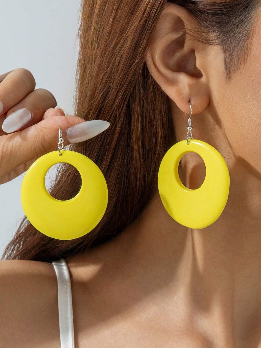 imoli 1pc Necklace/1 Pair Earrings/1 Set Minimalist Fashionable Acrylic Geometric Creative Niche Jewelry Earrings, Necklace And Jewelry Set, Suitable For Daily Wear, Casual, Party, Date, Gift