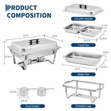 Meiyiu 2-Well Rectangular Chafing Dish, Dual Compartment Stainless Steel Buffet Warmer Set, Complete Food Server For Catering, Wedding Events, Home Parties And Buffet Serving - 4-piece Pack - View 2