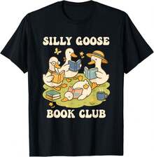 Silly-Goose Buchclub Lustiges Gans und Buchliebhaber T-Shirt Damen T-Shirt Grafik T-Shirts Crop Tops Outfits Tops T-Shirt - Schwarz - Übersicht 2
