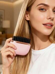 Mini Hair Straightener, Cordless Mini Hair Straightener & Hot Comb 2-In-1, Rechargeable 2000mAh Fast Heating Styling Tool, 3 Temperature Settings Anti-Scald Straightener Brush, Ultra Portable & Pocket-Sized For Travel & Quick Styling, Perfect Gift For Teens, Students, Travelers, Valentine's Day & Christmas - Multicolor - View 2