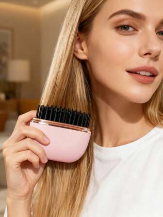 Mini piastra per capelli, piastra per capelli mini senza fili e pettine caldo 2 in 1, ricaricabile 2000mAh con riscaldamento rapido, 3 impostazioni di temperatura anti-ustione, spazzola lisciante ultra portatile e tascabile per viaggi e acconciature veloci, regalo perfetto per adolescenti, studenti, viaggiatori, San Valentino e Natale