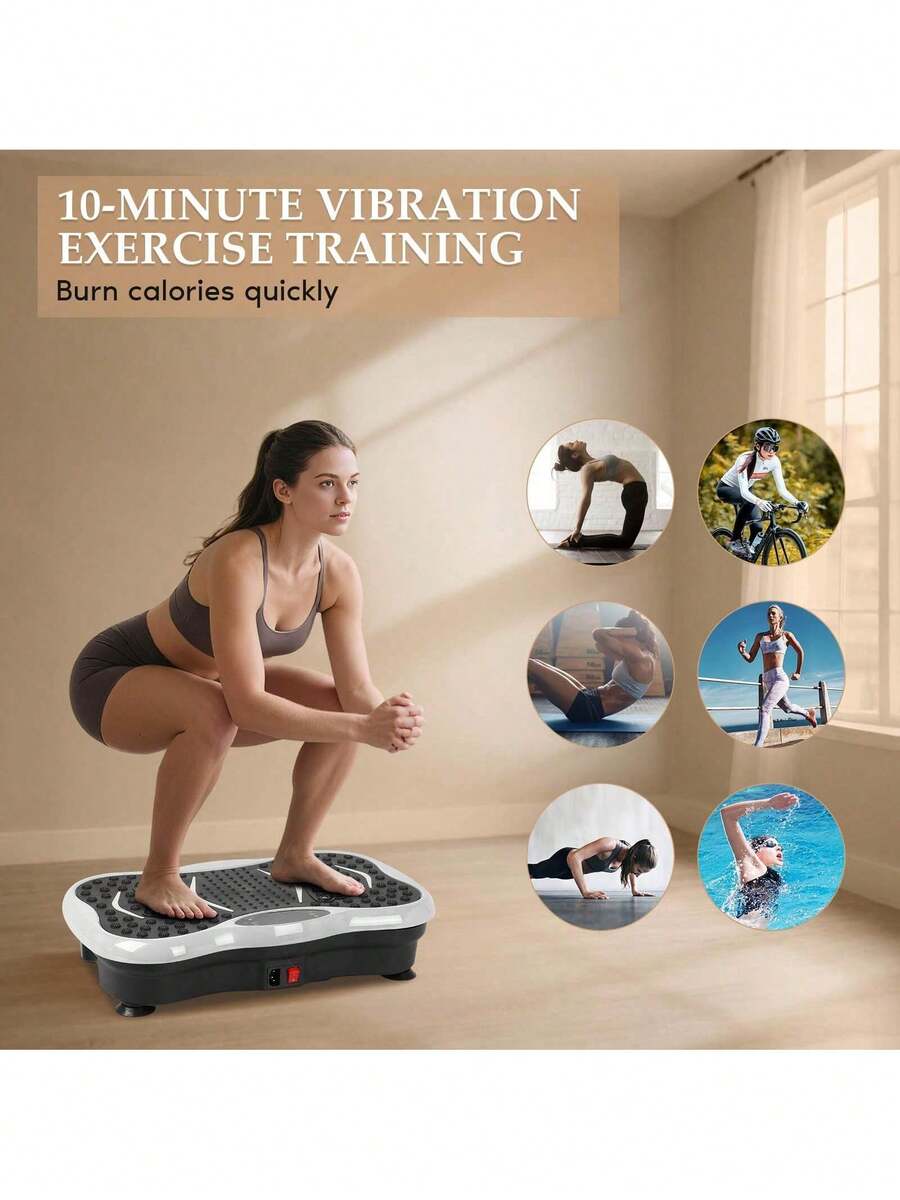 GCCSJ Fat-Burning Machine,330LBS Heavy-Duty Vibration Plate Fat Burner - Bluetooth & Remote Control, Multi-Speed Auto-Sensing Fitness Machine With Resistance Bands, Portable Home Gym Whole Body Workout Equipment,The Best Gifts For Your Girlfriend And MotherWhite - Xem 1