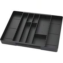 XZGB Silverware Drawer Organizer DIY Customize Expandable Utensil Tray For Kitchen Upgraded Flatware Cutlery Holders Adjustable Plastic Tableware Storage For Spatula Spoons Forks Knives Black - Black - View 1