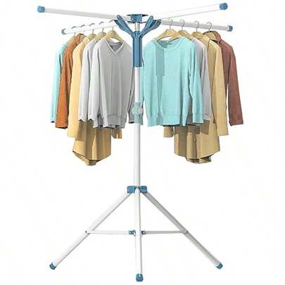 WSXC Clothes Drying Racks Height-Adjustable 52 Inches Updated Version Stainless Steel For Indoor Outdoor Length Adjustable Saves Space With 20 Windproof Hooks Tripod Rack 52"
