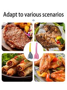Espátula e pinça de silicone 2 em 1, espátula de cozinha multifuncional antiaderente, espátula para bife, pinça para alimentos resistente ao calor, espátula para peixe, espátula para ovo frito, espátula para panqueca, pinça para torradeira, prensa para hambúrguer, espátula com revestimento antiaderente, espátula para rolinho de frango. - Multicolorido - Ver 8