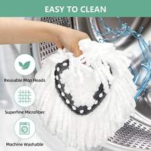 [ 5 Pack ]Mop Heads Replacements, Spin Mop Replacement Head Deep Cleaning Machine Washable And Easy-To-Replace,Spin Mop Refill Replacement Head 100% Microfiber,Mop Head Compatible With O Ceda EasyWrin - 白色 - 查看 3