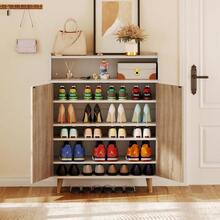 5 Tier Shoe Cabinet Shoe Storage Organizer With Doors And Adjustable Shelves - mặc định - Xem 4