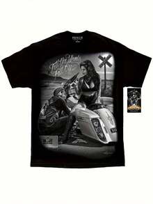 Men's David Gonzales Art DGA "Ride Or Die Till The Wheels Fall Off" Signature Graphic T-Shirt - Vintage Casual Round Neck Tee With Artist Logo, Machine Washable Gift Apparel For Year-Round Wear - màu đen - Xem 2