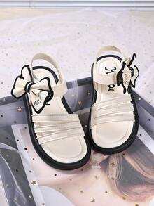 夏季新款时尚公主凉鞋，儿童软底鞋，幼儿沙滩鞋，时尚女童款 - 米色 - 查看 3