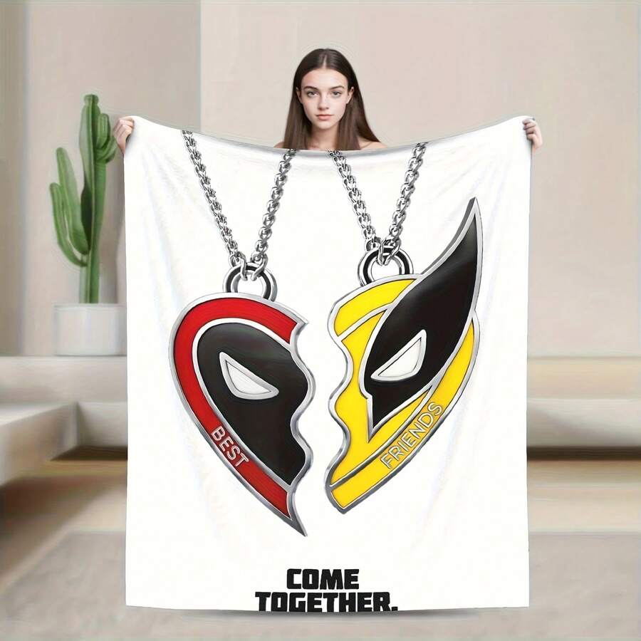 Deadpool & Wolverine Friendship Poster Blankets Fuzzy Funny Warm Throw Blanket For Bed Sofa Winter,Flannel Sofa Blanket Sofa Blanket Bedspread - 款式22 - 查看 1