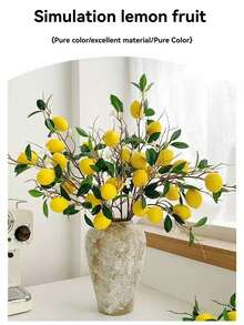 1/2pc Artificial Lemon Branch, 8 Heads With Stems Fake Lemons, Suitable For Kitchen Decor, Party, Spring/Summer Decoration (Yellow) - Multicolor - View 12