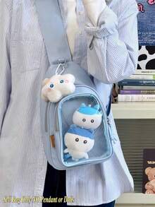 Cute Lolita Ita Bag Women Kawaii Japanese College Student Crossbody Bags Preppy Style Small Nylon Backpack Transparent Clear Ita Bag 10CM Doll Ita Bag With Badges Display Plate New Purese And Handbags Portable Sling Bag Girls Shoulder Bag School Anime Comic Con Bag Clear Bags Women Chest Bag Candy Color Back To School Gifts Girls School Gifts JK Uniform Bag Concert Bag - 藍色 - 查看 6