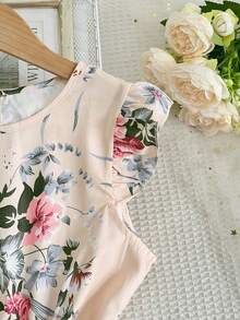 Đầm midi tay sen kiểu cổ điển thanh lịch cho bé gái, kèm thắt lưng, đầm công chúa xếp ly duyên dáng, thích hợp làm quà tặng. - Màu be - Xem 5