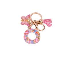 1pc New Pink Sequin 26 Letter Epoxy Butterfly Tassel Metal Keychain Wholesale Bag Charm Jewelry Gift - Pink - View 12