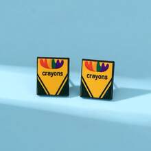 蜡笔耳环珐琅日常饰品耳钉送朋友时尚精致 - 彩色 - 查看 1