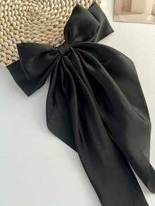 1 pieza Pinza de pelo con lazo de satén de diseño de cinta extra grande, accesorio de pelo elegante y sencillo para mujeres y niñas, para uso diario, boda, fiesta, lavable e hipoalergénico, regalo para mamá y amigas - Negro - Ver 5