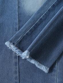 1pc Tween Girls' Casual Distressed Straight Leg Jeans, & Comfortable