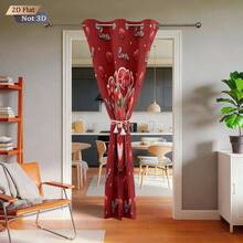 1pc Red Heart & Flower Pattern Printed Blackout Curtain Panel, Continuous Repeat Design Fits All Width Windows, Suitable For Living Room And Bedroom, Made Of Polyester Fabric, Machine Washable, Home Decor For Valentine's Day And Christmas - 0580+250XHCL - View 7