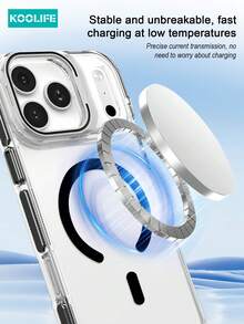 Koolife 1pc New Metal Frame Kickstand Protective Case Compatible With Apple 17 Pro Max, High Transparency Magnetic Adsorption Phone Case With Independent Buttons, Side Strip Design, 2.0mm Anti-Drop Back Cover Compatible With Apple 17 Pro Max/ 17/ 17 Pro - Black - View 6