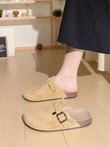 Women's Flat Slip-On Shoes, New Birkenstocks Style Mule Loafers, Adjustable Buckle Wooden Clogs, Cute & Personalized, Lightweight & Comfortable Summer Sandals, Suitable For Outdoor, Vacation & Walking, Fashion Mule Slip-On Shoes, Khaki Open Toe Sandals, Backless Slippers, Hollow Breathable Shoes, Fashionable Autumn/Winter Casual Slippers, Suitable For Outdoor, Vacation & Walking, Thanksgiving/Halloween Gift, Slip-On Shoes