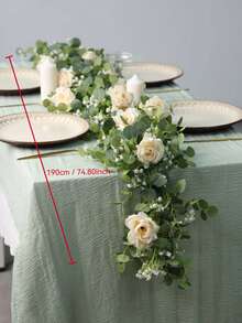 180cm Champagne Silk Cloth With Eucalyptus & Baby's Breath Vines, 1pc - Champagne - View 9