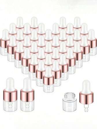 5/1 peça Frascos Conta-Gotas de Vidro Mini Rose Gold, Frascos Recarregáveis de Óleo Essencial Transparente com Conta-Gotas, Pequenos Frascos de Amostra de Viagem com Tampa, Frascos de Líquido de Perfume para DIY Cosmético, Amostra de Líquido de Perfume para Viagem, Férias, Sala de Estar, Quarto da Família, Banheiro, Decoração da Casa