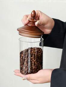 1pc Minimalist High-End Practical Wooden Bowl Lid Sealed Jar, Grains & Cereals Storage Canister, Snacks, Tea, Coffee Food Container, Portable Divider Bottle - Multicolor - View 5