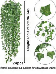 12/24pcs/Set Or 1pc/Pack Artificial Green Ivy Vines, Realistic Hanging Artificial Ivy Wreath For Wedding, Bedroom, Garden, Balcony, Swing, Mall, Staircase Decor, Greenery Backdrop, Jungle Theme Party Supplies. Easy To Install And Remove, Faux Plants, Autumn Decor, Room, Desk, Garden Decoration, Valentine's Day Gift - Multicolor - View 10