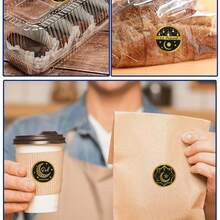 500张/卷 开斋节快乐贴纸，金色箔纸斋月涂鸦贴纸，1英寸圆形，3种款式可选，新月灯笼开斋节标签，中秋节派对DIY装饰贴纸，凯撒兰标签礼盒礼品袋派对用品，PVC自粘封口贴纸，适用于开斋节庆祝活动及相关礼品标签