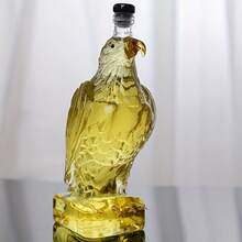 1pc Hand-Blown Eagle-Shaped Glass Liquor Bottle, High Borosilicate Material, Yellow Painted Accents On Eagle's Beak And Claws, Vivid Details. Black Cap Seal, Wine Storage Function, Suitable For Packaging - 無色 - 查看 8