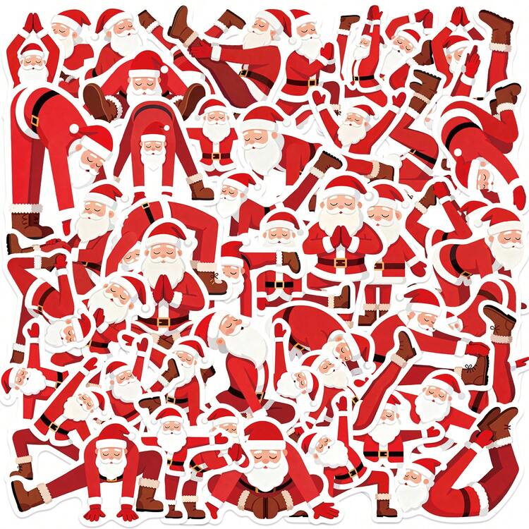 50 st. tecknade jultomten yoga-klistermärken, lämpliga för scrapbooking, dagböcker, bärbara datorer, vattenflaskor, bilar etc. Trosbaserade designer med positiva budskap, perfekta som presenter - Multifärgad - Visa 7