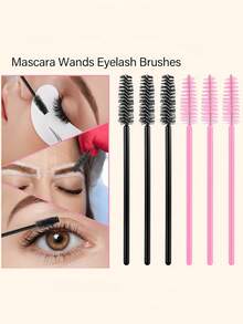 300pcs Eyelash Extension Kit, Disposable Eyelash Brushes, Mini Brushes, Black Mascara Wands, Lip Brushes, Suitable For Eyelash Extension, Tattoo, Lipstick Application (Pink) - Pink - View 6