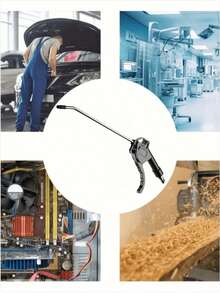 1支超长高流量气枪 - 加长气管，高压工业及家用气嘴，耐用PP材质，适用于空气压缩机除尘，黑色，气枪配件