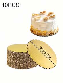 10 đế bánh tròn màu vàng, đế bánh bằng bìa cứng 6/8/10/12 inch với viền lượn sóng, đế bánh tròn chắc chắn được phủ lớp chống dính, thích hợp cho mousse, cupcake tự làm, tráng miệng, đám cưới, sinh nhật, làm bánh, thủ công, ngày Valentine, trang trí bánh chuyên nghiệp, bánh dày hoặc nhiều tầng, đế bánh pizza, dụng cụ làm bánh chống thấm nước và chống dầu mỡ. - Nhiều màu - Xem 14