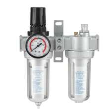 Filtro y Regulador de Aire, Filtro y Regulador de Aire, Neumática Regulador de Aire con Filtro, Regulador de Presión de Filtro de Aire, Filtro Separador de Aire para Compresor SFC400 1/2 '' - Plateado - Ver 1