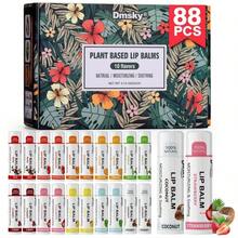 88 Pack Lip Balm Bulk, Fruit Lip Balm Variety Pack, Natural Moisturizing Balms For Dry Cracked Lips, Hydrating For Men Women Kids - 10 Flavors - ColorD - 查看 1