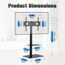 Portable TV Stand With With Laptop Shelf Universal TV Floor Stand For 32"-65" LCD LED OLED TVs Supports Up To 40kg And Max VESA 400x600mm 50° Swivel Mount For Bedroom Dorm Office Use - Black - View 2