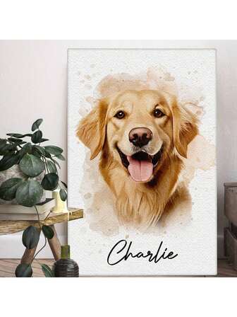 1pc Customized Pet Portrait Canvas Painting - Personalized Watercolor Cat/Dog Wall Art, Unique Gift For Pet Lovers, Commemorative Home Decor For Living Room, Bedroom, Office, Unframed Canvas, Holiday Calendar
