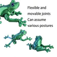1 pieza Figura flexible de rana impresa en 3D, sin huevo, decoración para el hogar/oficina, autismo/TDAH, regalo de Pascua impreso en 3D, animal de escritorio, decoración navideña, fiesta de Halloween, regalo de Navidad, color degradado, color de ojos aleatorio