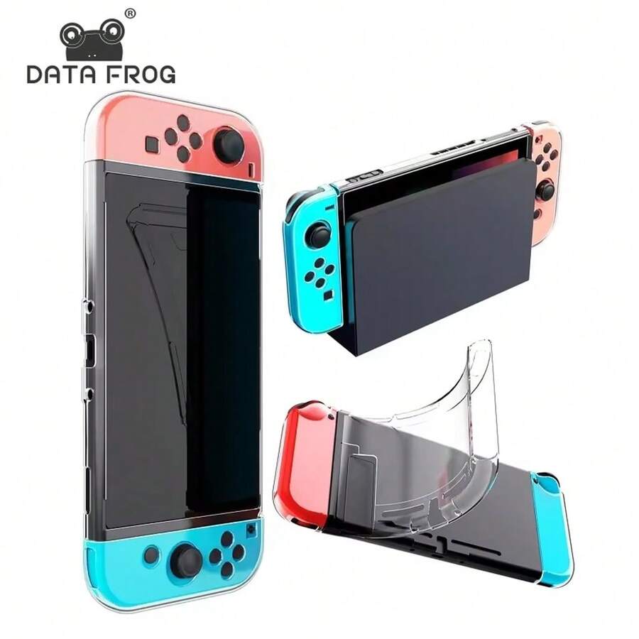 Funda protectora de TPU suave y transparente DATA FROG para Nintendo Switch, con marco protector acoplable - transparente - Ver 1