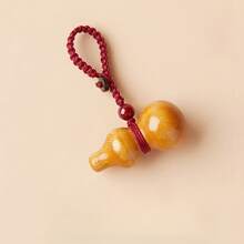 A Natural Peach Wood Carved Gourd Mobile Phone Chain Keychain - Cà phê 2 - Xem 2