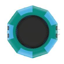 Saltador de agua inflable, trampolín de agua recreativo de 10 pies, plataforma de natación de rebote portátil con escalera de 3 escalones y bomba de aire eléctrica, reboteador flotante para niños adultos para piscina, lago, deportes acuáticos - Azul y verde - Ver 1
