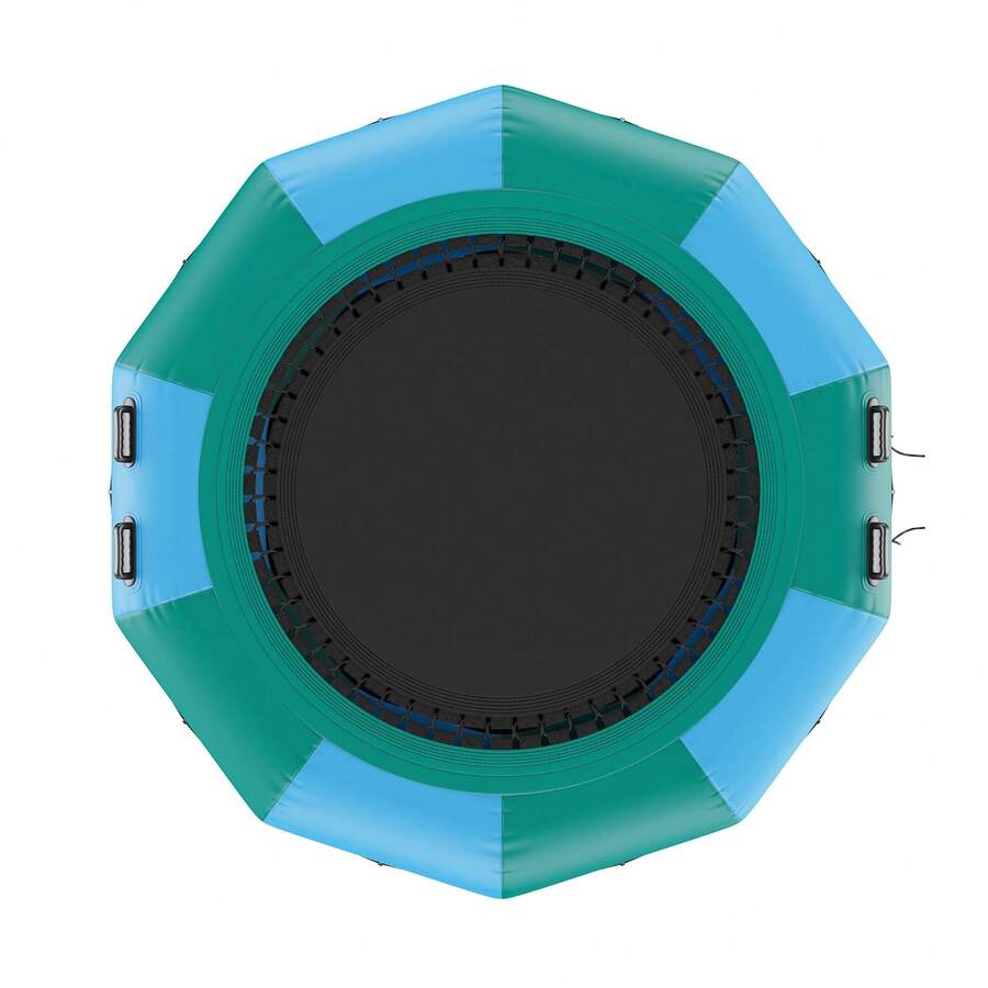 Saltador de agua inflable, trampolín de agua recreativo de 10 pies, plataforma de natación de rebote portátil con escalera de 3 escalones y bomba de aire eléctrica, reboteador flotante para niños adultos para piscina, lago, deportes acuáticos - Azul y verde - Ver 1