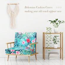 Newwiee 8Pcs Patio Cushion Covers Stretch Outdoor Cushion Cover Replacement For Patio Furniture Sofa Couch Slipcovers, Soft Flexibility Washable Furniture Protector(Fresh Floral,Fresh Color),One-Size,FreshColorFreshFloral - 清新色彩清新花卉 - 查看 4