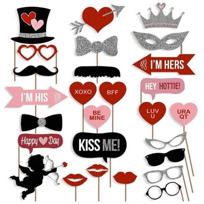1 PC Wedding Photo Props,Mustache With Stick, Heart-Shaped Angel With Stick,Suitable For Weddings,Bachelor,Bachelorette Parties,Bridal Parties,Wedding Photo Props,And Atmosphere Props