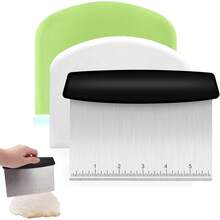 3 Piezas Raspador De Masa, Incluye Cortadoras De Acero Inoxidable y Raspadoras De Plástico, Adecuadas Para Panadería, Panadería y Cocina Profesional, Incluida La Función De Medición De Porciones - 1 - Ver 2
